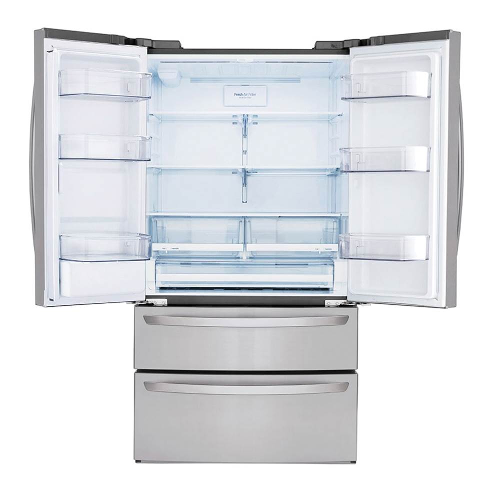4 French Door Refrigerator, 29 cu-ft, External Water Double Freezer, Stainless Steel