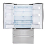 4 French Door Refrigerator, 29 cu-ft, External Water Double Freezer, Stainless Steel