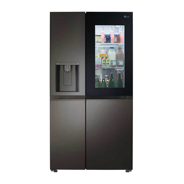LG Appliances - Side By Side Refrigerator, 27 cu-ft, InstaView Only, Dual Ice Maker with Craft Ice, PrintProof Black Stainless Steel - Black Stainless Steel