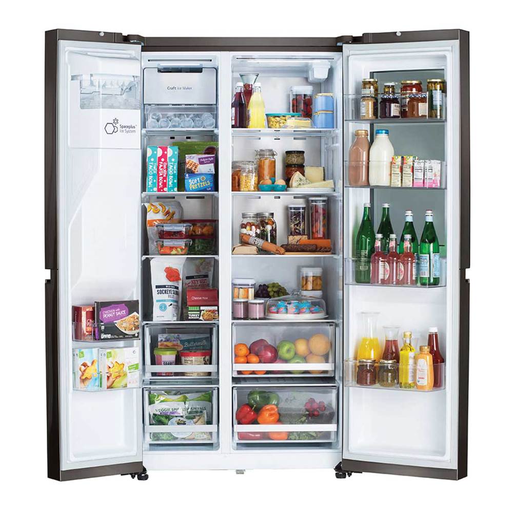 Side By Side Refrigerator, 27 cu-ft, InstaView Only, Dual Ice Maker with Craft Ice, PrintProof Black Stainless Steel