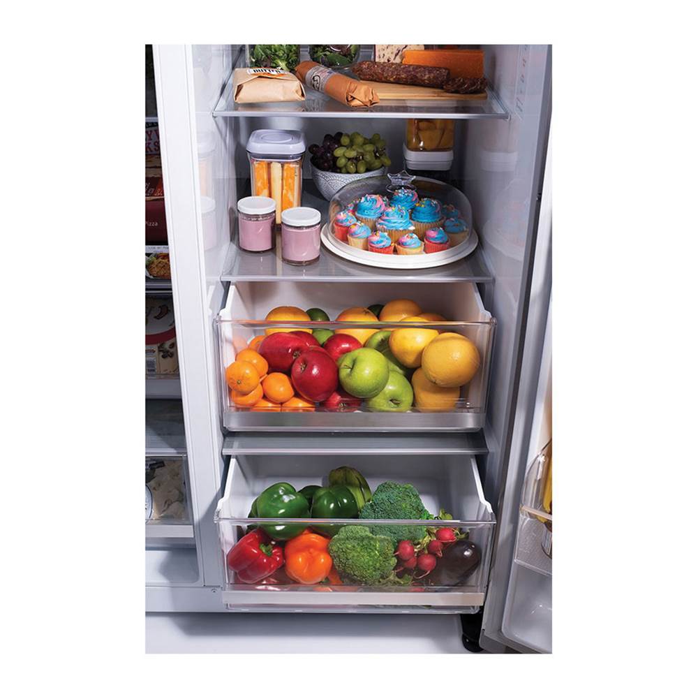 Side By Side Refrigerator, 27 cu-ft, InstaView Only, Dual Ice Maker with Craft Ice, PrintProof Black Stainless Steel