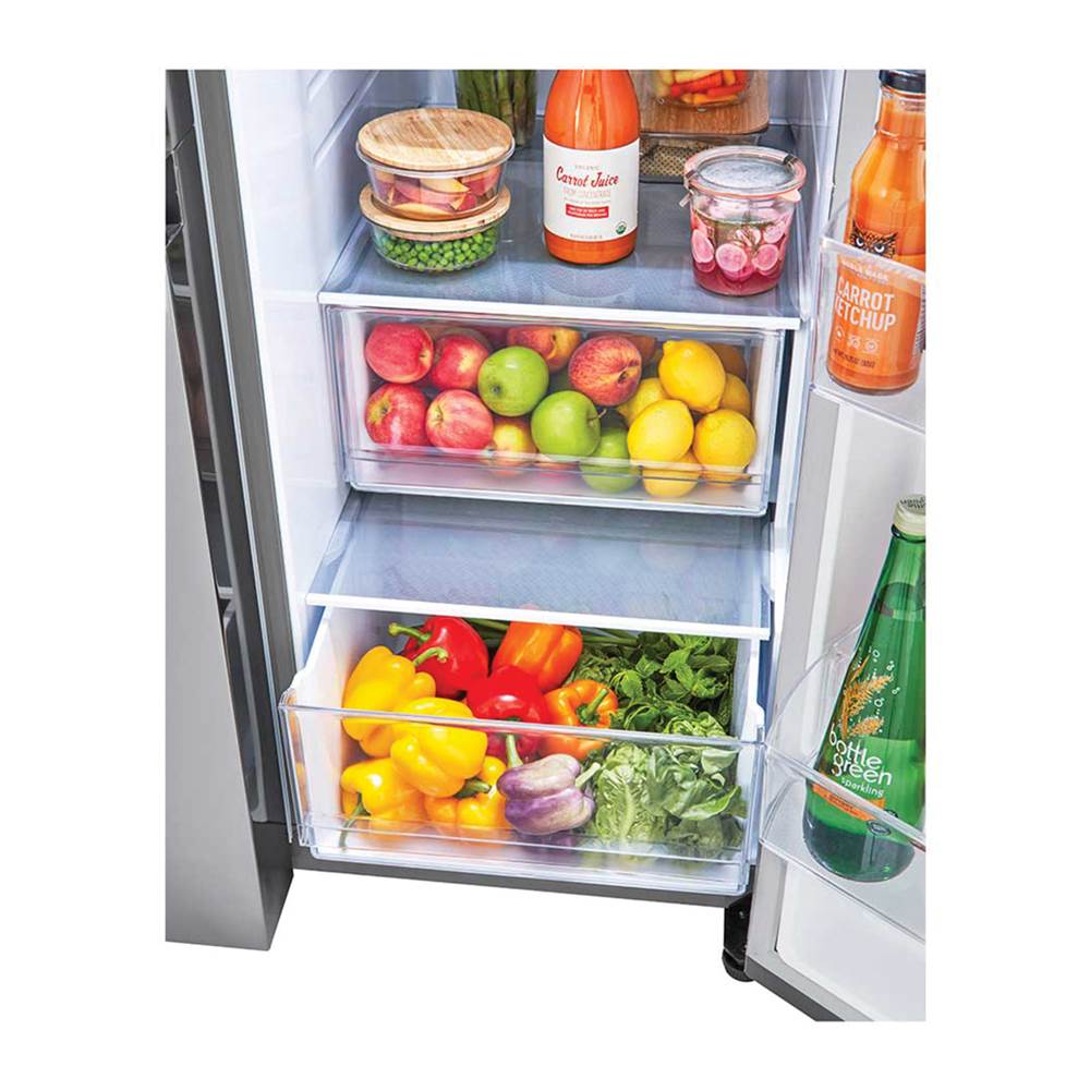 Side By Side Refrigerator, 27 cu-ft, External Ice and Water Dispenser, Print Proof Stainless Look