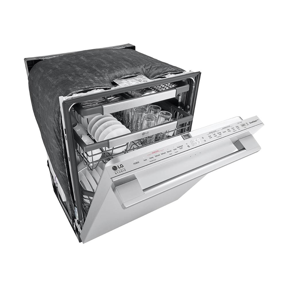 LG STUDIO Wi-Fi Dishwasher, 40 dB, TrueSteam, 3rd Rack, Glide Rail, Tub Light, Wheel Bearing (Lower), PrintProof Stainless Steel