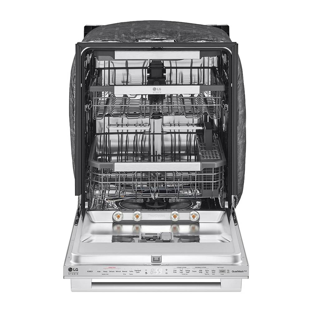 LG STUDIO Wi-Fi Dishwasher, 40 dB, TrueSteam, 3rd Rack, Glide Rail, Tub Light, Wheel Bearing (Lower), PrintProof Stainless Steel