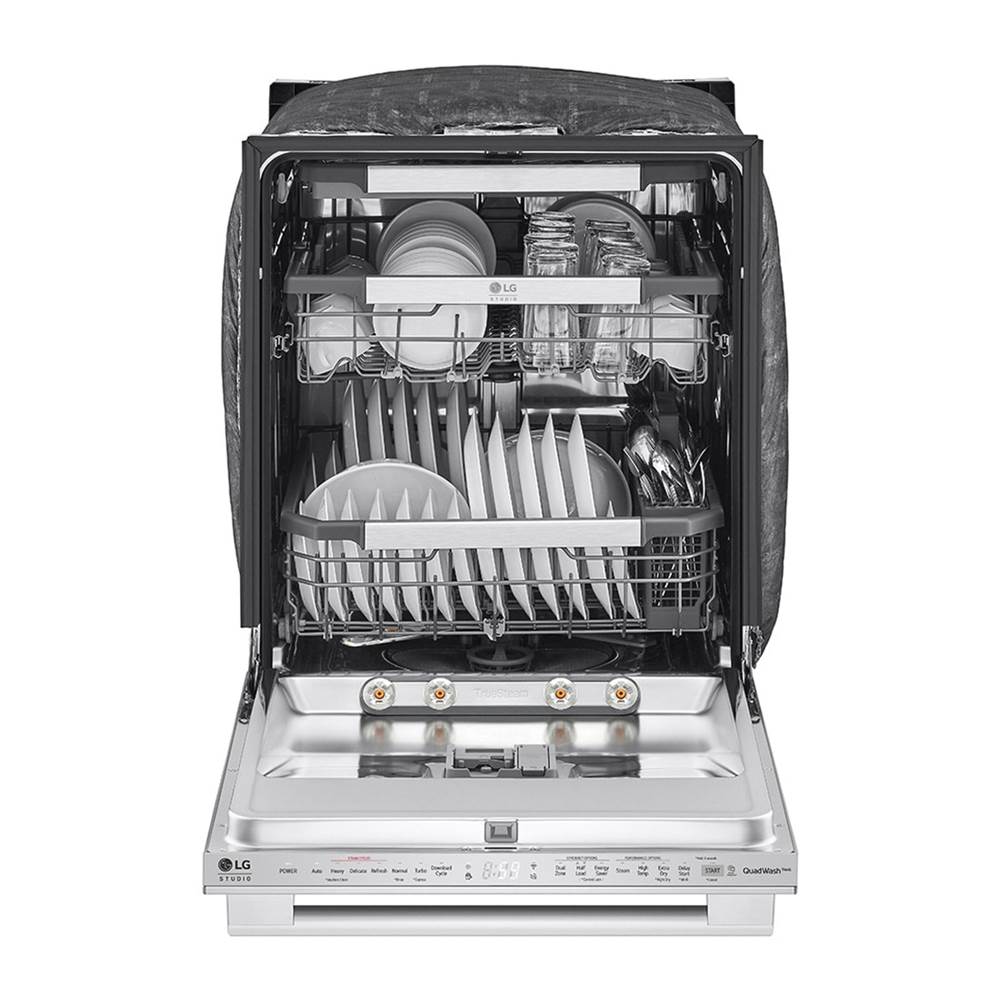 LG STUDIO Wi-Fi Dishwasher, 40 dB, TrueSteam, 3rd Rack, Glide Rail, Tub Light, Wheel Bearing (Lower), PrintProof Stainless Steel