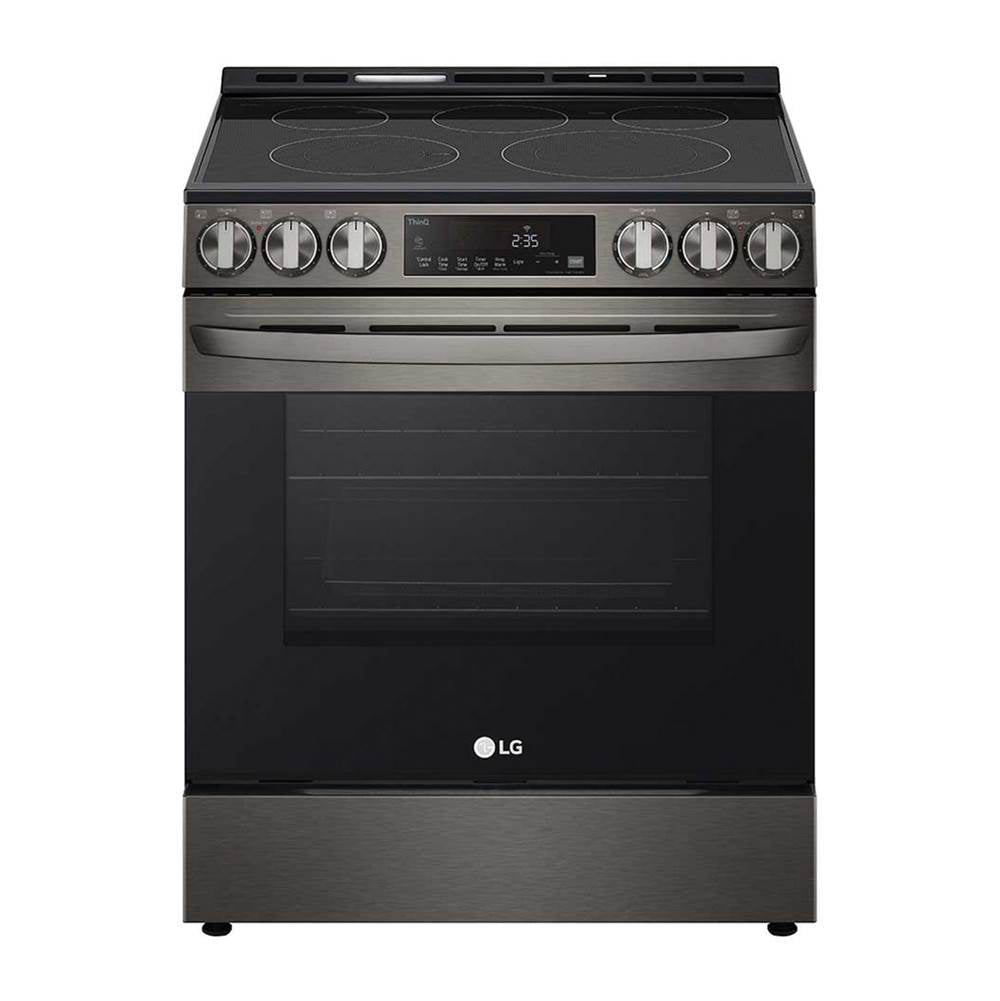 LG Appliances - Single Oven Slide-in Electric Range, 6.3 cu-ft, Air Fry, Fan Convection, EasyClean plus Self Clean, ThinQ, PrintProof Black Stainless Steel - Black Stainless Steel