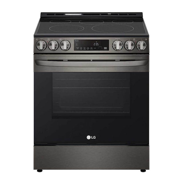 LG Appliances - Single Oven Slide-in Electric Range, 6.3 cu-ft, Air Fry, Fan Convection, EasyClean plus Self Clean, ThinQ, PrintProof Black Stainless Steel - Black Stainless Steel
