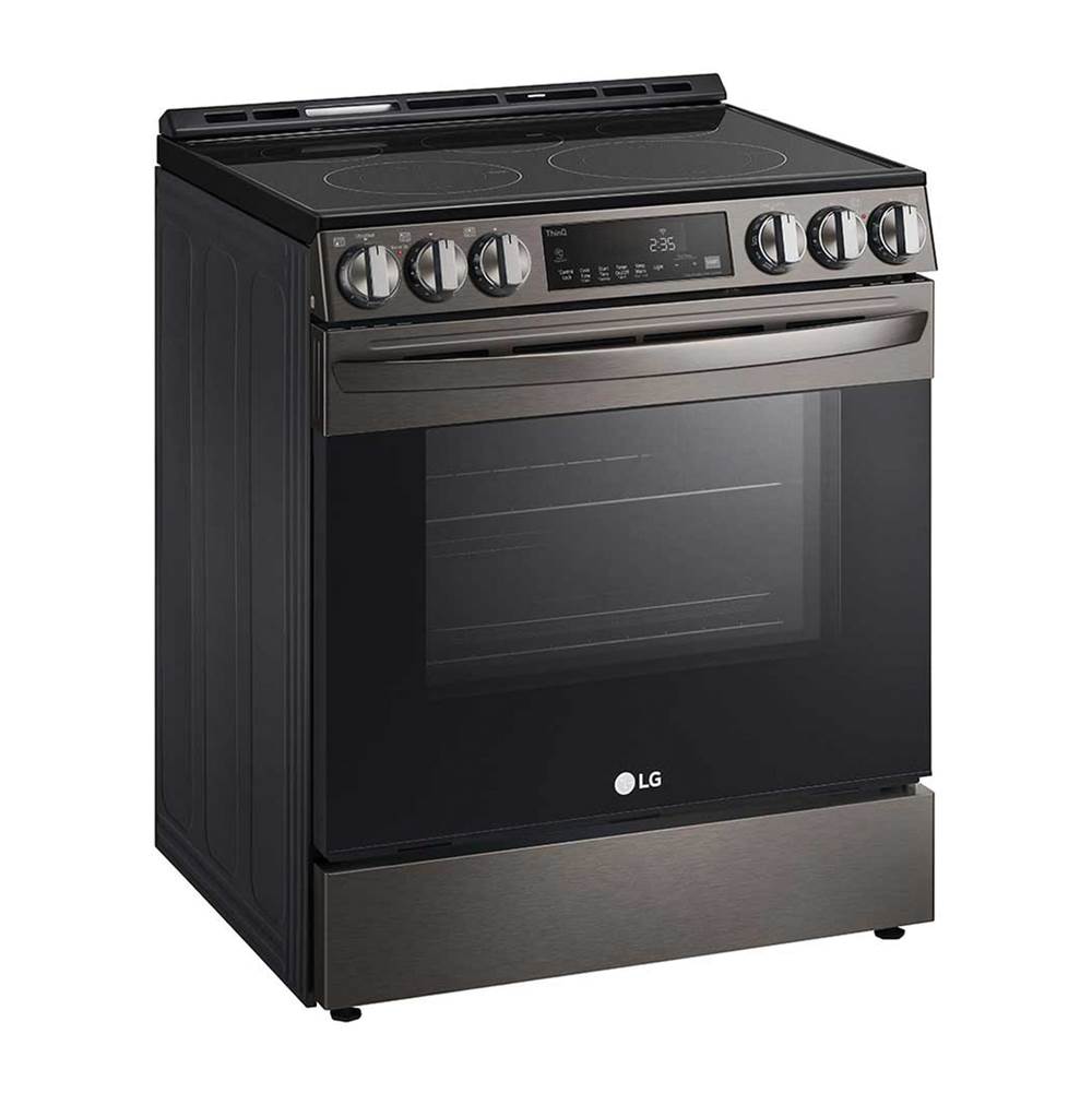 Single Oven Slide-in Electric Range, 6.3 cu-ft, Air Fry, Fan Convection, EasyClean plus Self Clean, ThinQ, PrintProof Black Stainless Steel