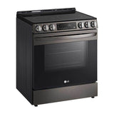 Single Oven Slide-in Electric Range, 6.3 cu-ft, Air Fry, Fan Convection, EasyClean plus Self Clean, ThinQ, PrintProof Black Stainless Steel