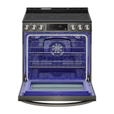 Single Oven Slide-in Electric Range, 6.3 cu-ft, Air Fry, Fan Convection, EasyClean plus Self Clean, ThinQ, PrintProof Black Stainless Steel