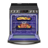 Single Oven Slide-in Electric Range, 6.3 cu-ft, Air Fry, Fan Convection, EasyClean plus Self Clean, ThinQ, PrintProof Black Stainless Steel