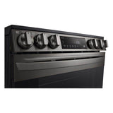Single Oven Slide-in Electric Range, 6.3 cu-ft, Air Fry, Fan Convection, EasyClean plus Self Clean, ThinQ, PrintProof Black Stainless Steel