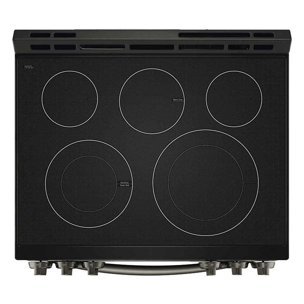 Single Oven Slide-in Electric Range, 6.3 cu-ft, Air Fry, Fan Convection, EasyClean plus Self Clean, ThinQ, PrintProof Black Stainless Steel