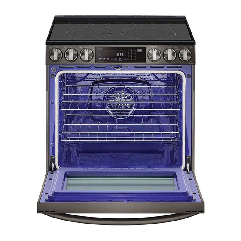 ADA Compliant, 6.3 cu.ft. Electric Single Oven Slide-in Range, Instaview, Air Fry, ProBake Convection, Printproof Black Stainless Steel
