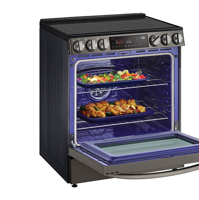 ADA Compliant, 6.3 cu.ft. Electric Single Oven Slide-in Range, Instaview, Air Fry, ProBake Convection, Printproof Black Stainless Steel