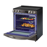 ADA Compliant, 6.3 cu.ft. Electric Single Oven Slide-in Range, Instaview, Air Fry, ProBake Convection, Printproof Black Stainless Steel