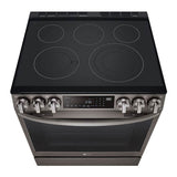 ADA Compliant, 6.3 cu.ft. Electric Single Oven Slide-in Range, Instaview, Air Fry, ProBake Convection, Printproof Black Stainless Steel