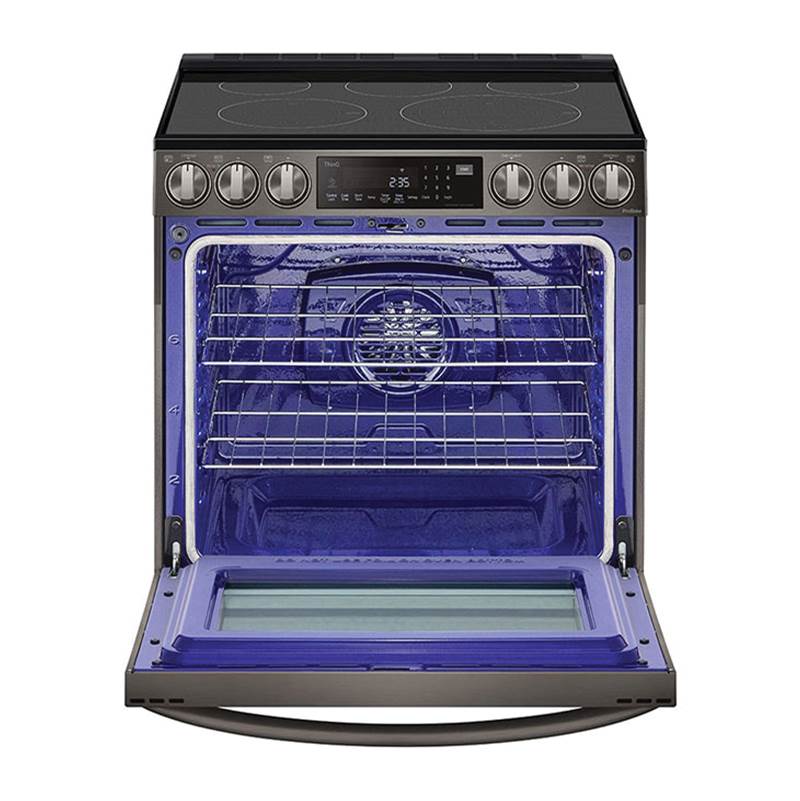ADA Compliant, 6.3 cu.ft. Electric Single Oven Slide-in Range, Instaview, Air Fry, ProBake Convection, Printproof Black Stainless Steel