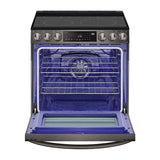 ADA Compliant, 6.3 cu.ft. Electric Single Oven Slide-in Range, Instaview, Air Fry, ProBake Convection, Printproof Black Stainless Steel