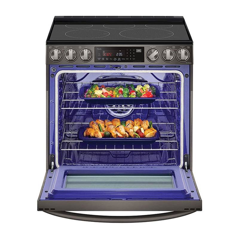 ADA Compliant, 6.3 cu.ft. Electric Single Oven Slide-in Range, Instaview, Air Fry, ProBake Convection, Printproof Black Stainless Steel