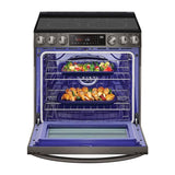 ADA Compliant, 6.3 cu.ft. Electric Single Oven Slide-in Range, Instaview, Air Fry, ProBake Convection, Printproof Black Stainless Steel