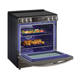 ADA Compliant, 6.3 cu.ft. Electric Single Oven Slide-in Range, Instaview, Air Fry, ProBake Convection, Printproof Black Stainless Steel