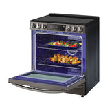 ADA Compliant, 6.3 cu.ft. Electric Single Oven Slide-in Range, Instaview, Air Fry, ProBake Convection, Printproof Black Stainless Steel