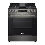 LG Appliances - Single Oven Slide-in Gas Range, 5.8 cu-ft, Air Fry, Fan Convection, EasyClean plus Self Clean, ThinQ, PrintProof Black Stainless Steel - Black Stainless Steel
