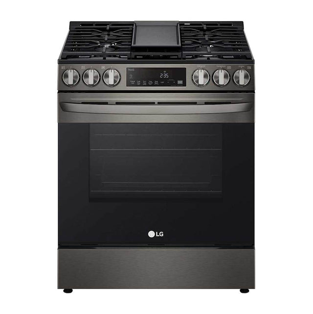 LG Appliances - Single Oven Slide-in Gas Range, 5.8 cu-ft, Air Fry, Fan Convection, EasyClean plus Self Clean, ThinQ, PrintProof Black Stainless Steel - Black Stainless Steel