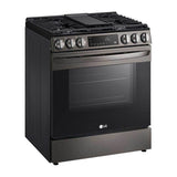 Single Oven Slide-in Gas Range, 5.8 cu-ft, Air Fry, Fan Convection, EasyClean plus Self Clean, ThinQ, PrintProof Black Stainless Steel