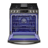 Single Oven Slide-in Gas Range, 5.8 cu-ft, Air Fry, Fan Convection, EasyClean plus Self Clean, ThinQ, PrintProof Black Stainless Steel