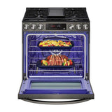 Single Oven Slide-in Gas Range, 5.8 cu-ft, Air Fry, Fan Convection, EasyClean plus Self Clean, ThinQ, PrintProof Black Stainless Steel