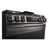 Single Oven Slide-in Gas Range, 5.8 cu-ft, Air Fry, Fan Convection, EasyClean plus Self Clean, ThinQ, PrintProof Black Stainless Steel