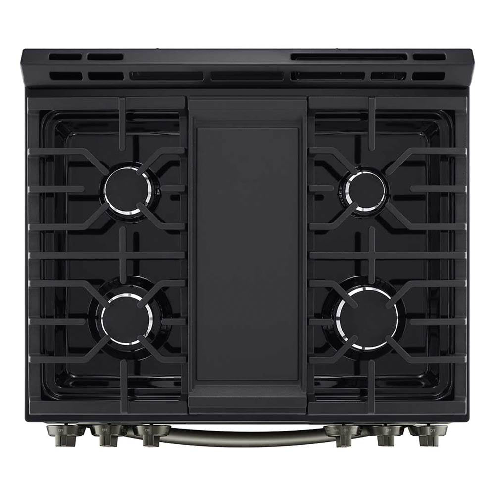 Single Oven Slide-in Gas Range, 5.8 cu-ft, Air Fry, Fan Convection, EasyClean plus Self Clean, ThinQ, PrintProof Black Stainless Steel