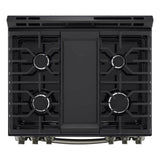 Single Oven Slide-in Gas Range, 5.8 cu-ft, Air Fry, Fan Convection, EasyClean plus Self Clean, ThinQ, PrintProof Black Stainless Steel