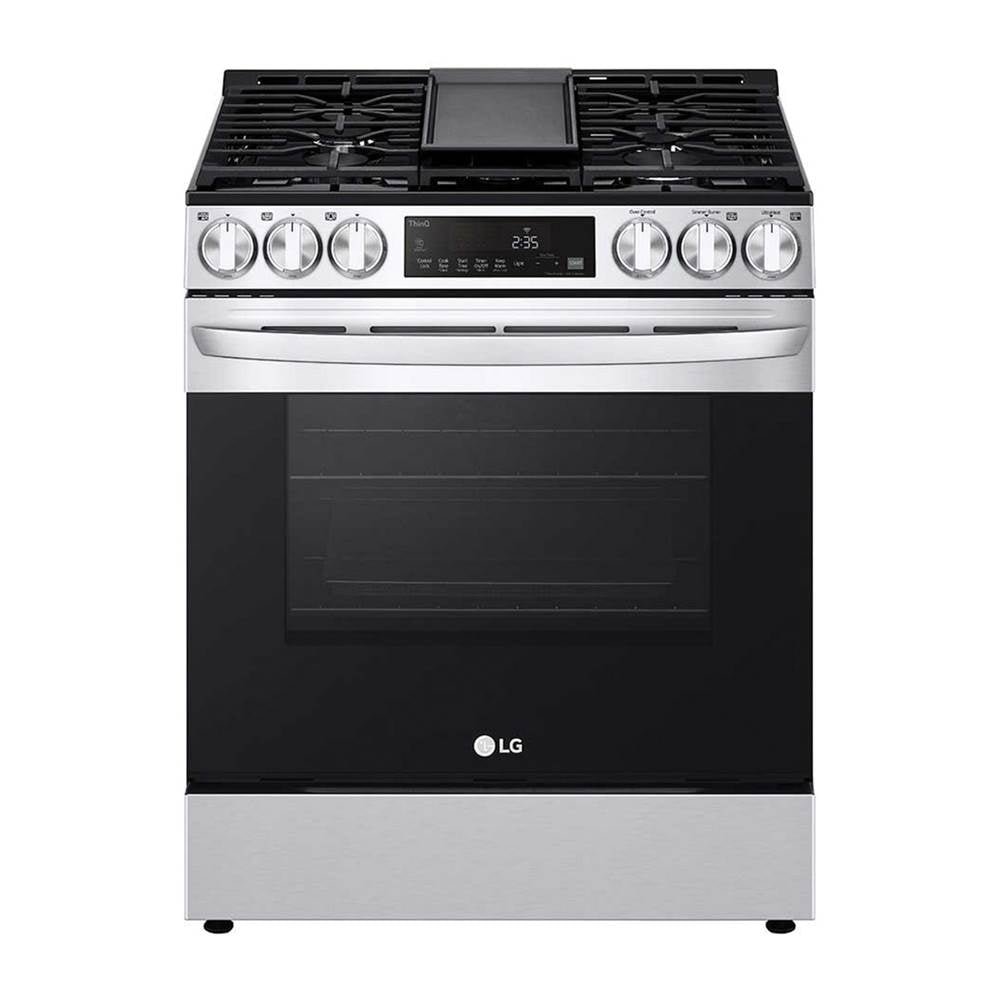 LG Appliances - Single Oven Slide-in Gas Range, 5.8 cu-ft, Air Fry, Fan Convection, EasyClean plus Self Clean, ThinQ, PrintProof Stainless Steel - Stainless Steel