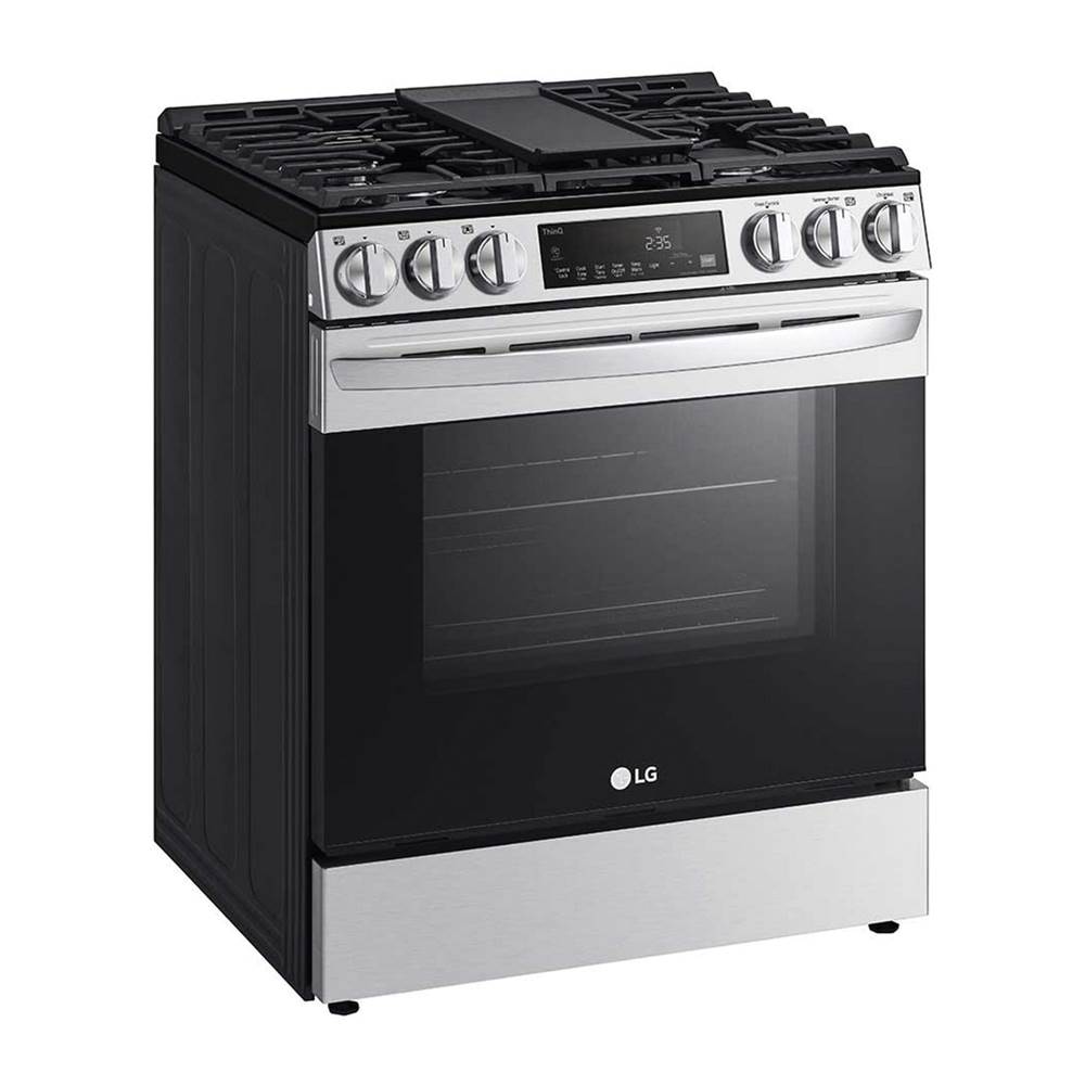 Single Oven Slide-in Gas Range, 5.8 cu-ft, Air Fry, Fan Convection, EasyClean plus Self Clean, ThinQ, PrintProof Black Stainless Steel