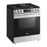 Single Oven Slide-in Gas Range, 5.8 cu-ft, Air Fry, Fan Convection, EasyClean plus Self Clean, ThinQ, PrintProof Black Stainless Steel