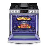 Single Oven Slide-in Gas Range, 5.8 cu-ft, Air Fry, Fan Convection, EasyClean plus Self Clean, ThinQ, PrintProof Black Stainless Steel