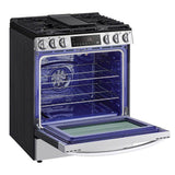 Single Oven Slide-in Gas Range, 5.8 cu-ft, Air Fry, Fan Convection, EasyClean plus Self Clean, ThinQ, PrintProof Black Stainless Steel