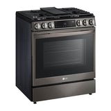 6.3 cu.ft. Gas Single Oven Slide-in Range, Instaview, Air Fry, ProBake Convection, EasyClean plus Self Clean, ThinQ, Printproof Black Stainless Steel