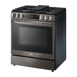 6.3 cu.ft. Gas Single Oven Slide-in Range, Instaview, Air Fry, ProBake Convection, EasyClean plus Self Clean, ThinQ, Printproof Black Stainless Steel