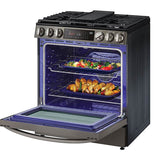 6.3 cu.ft. Gas Single Oven Slide-in Range, Instaview, Air Fry, ProBake Convection, EasyClean plus Self Clean, ThinQ, Printproof Black Stainless Steel
