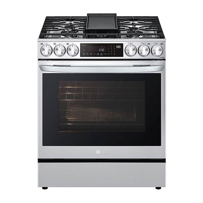 6.3 cu.ft. Gas Single Oven Slide-in Range, Instaview, Air Fry, ProBake Convection, EasyClean plus Self Clean, ThinQ, Printproof Stainless Steel