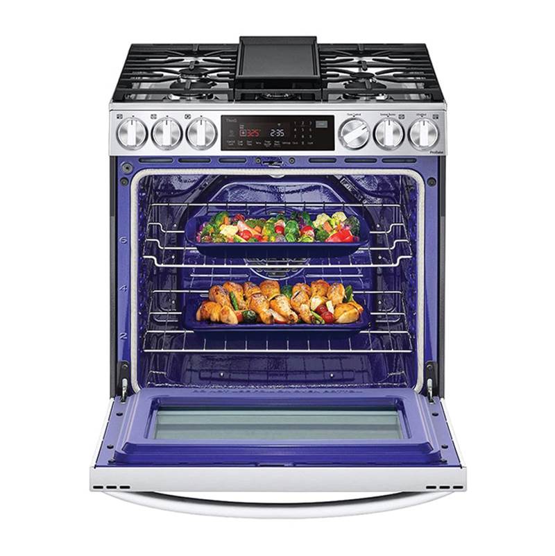 6.3 cu.ft. Gas Single Oven Slide-in Range, Instaview, Air Fry, ProBake Convection, EasyClean plus Self Clean, ThinQ, Printproof Stainless Steel