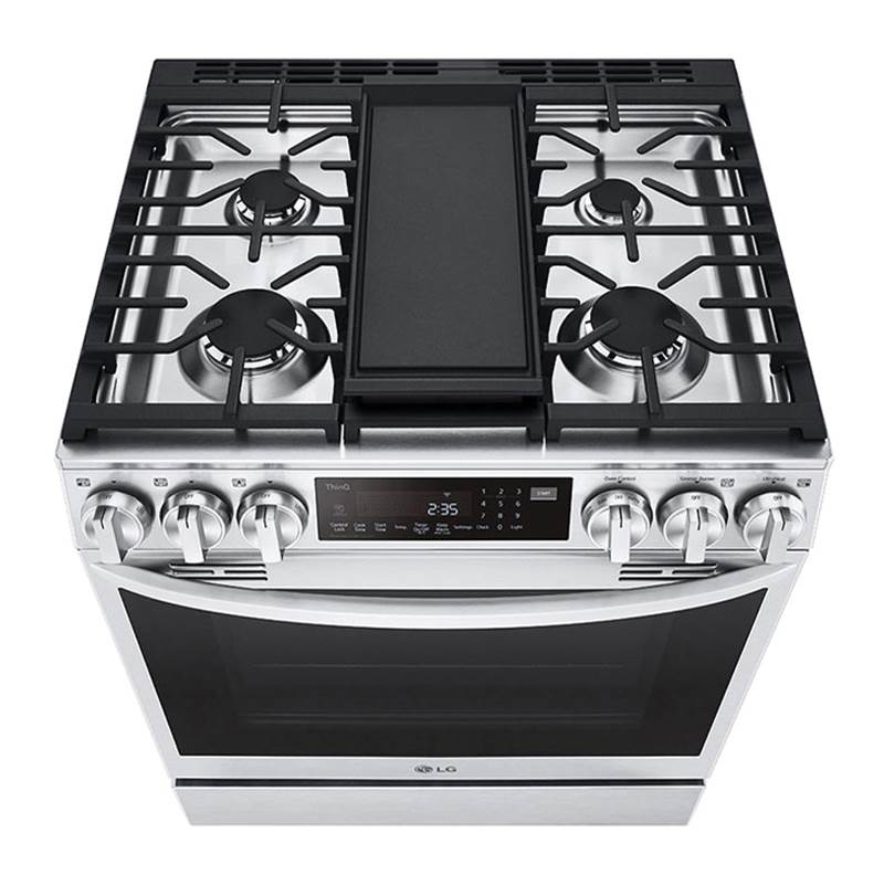 6.3 cu.ft. Gas Single Oven Slide-in Range, Instaview, Air Fry, ProBake Convection, EasyClean plus Self Clean, ThinQ, Printproof Stainless Steel