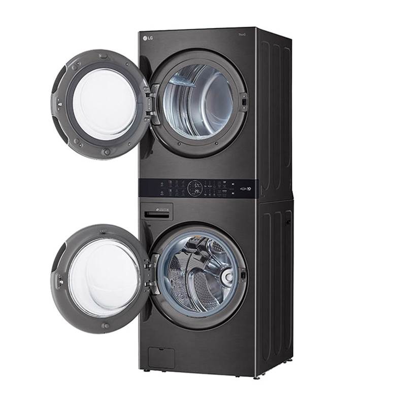 4.5 cu.ft. Washer, 7.4 cu.ft. Electric Dryer, Washtower with Center Control, TurboWash360 and TurboSteam, Black Steel