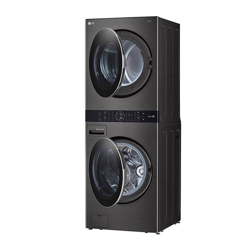 4.5 cu.ft. Washer, 7.4 cu.ft. Electric Dryer, Washtower with Center Control, TurboWash360 and TurboSteam, Black Steel