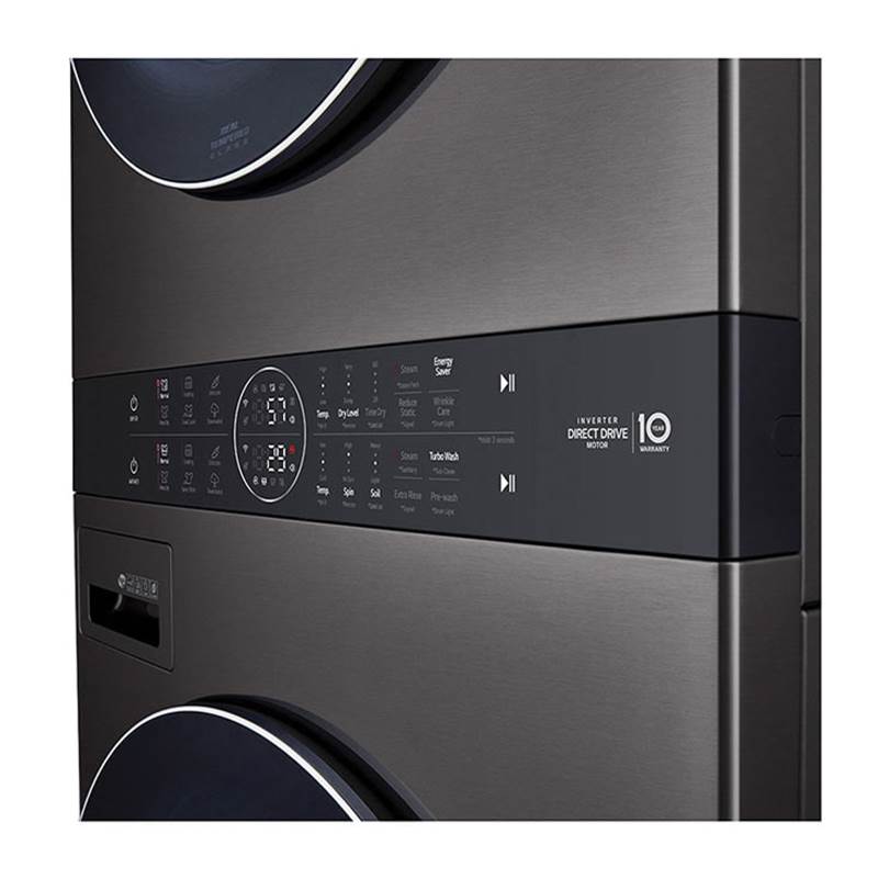 4.5 cu.ft. Washer, 7.4 cu.ft. Electric Dryer, Washtower with Center Control, TurboWash360 and TurboSteam, Black Steel