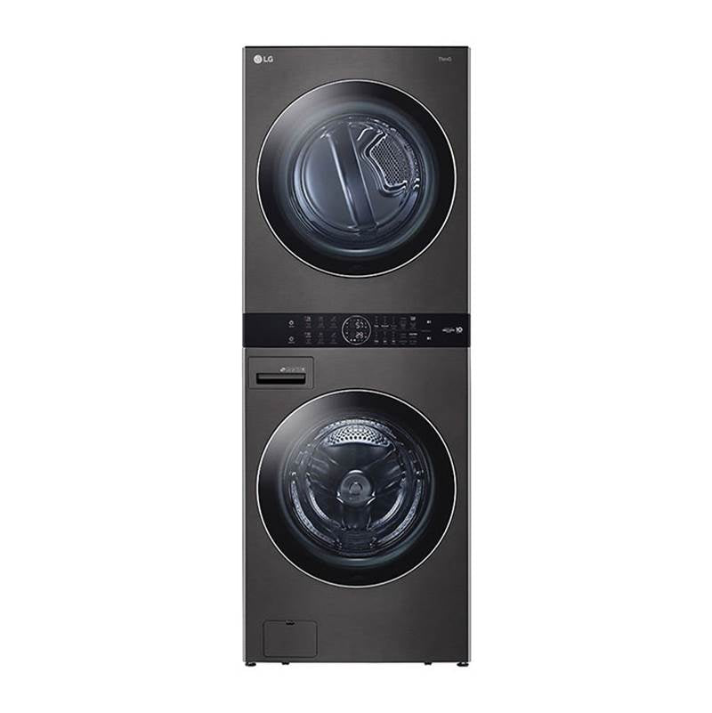 LG Appliances - 4.5 cu.ft. Washer, 7.4 cu.ft. Gas Dryer, Washtower with Center Control, TurboWash360 and TurboSteam, Black Steel - Black Stainless Steel
